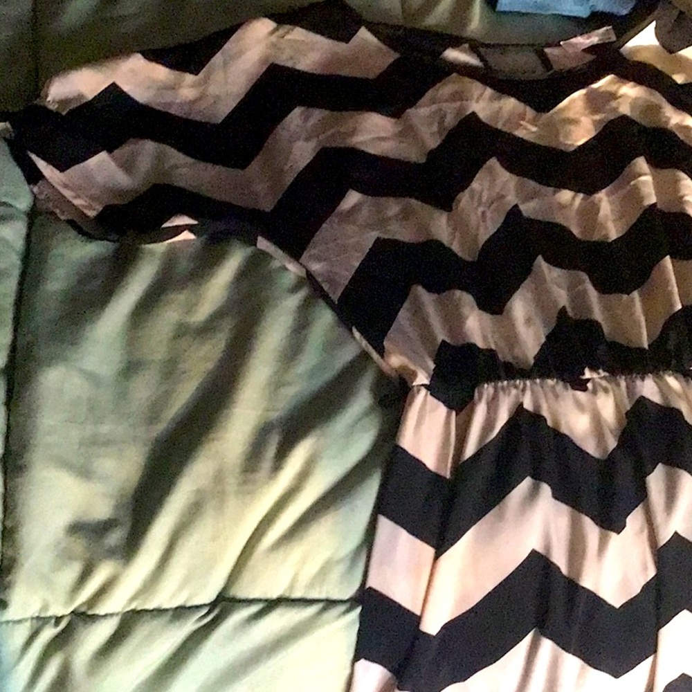 Black and Cream Chevron Dress